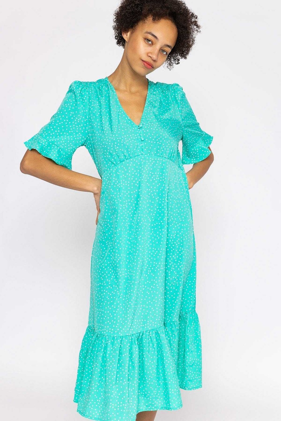 Dresses & Jumpsuits | Rowen Avenue Betty Midi Dress In Aqua Print