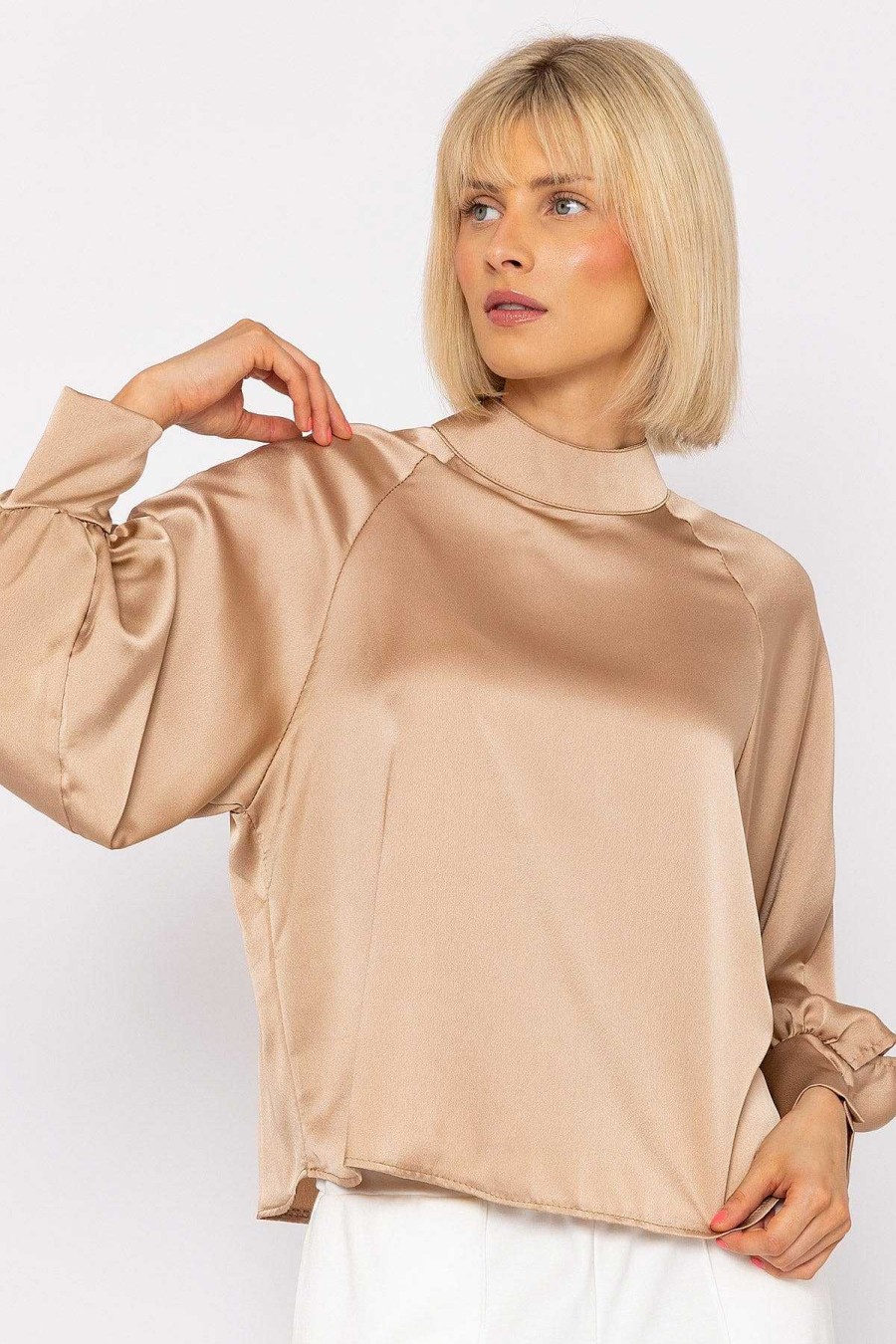 Tops & Blouses | Pala D'oro Pandora Sateen Top In Beige