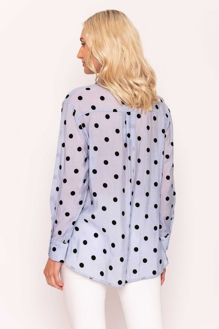 Tops & Blouses | Kelly & Grace Weekend Polka Dot Shirt In Sage