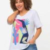 Tops & Blouses | Ulla Popken Abstract Cactus Graphic Top In Off White