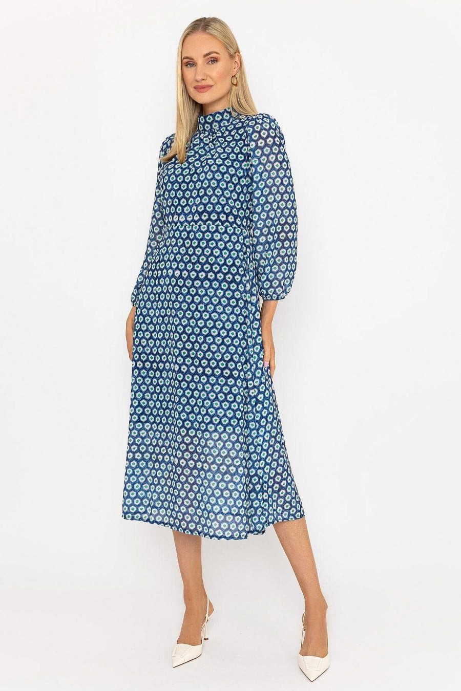 Dresses & Jumpsuits | Pala D'oro Mollie Midi Dress In Navy Print