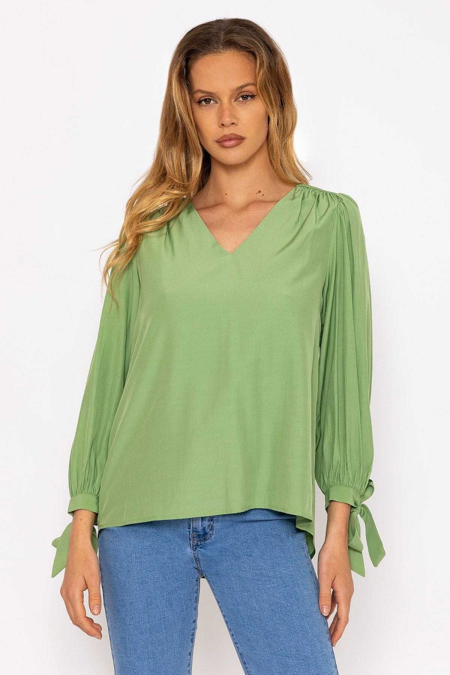 Tops & Blouses | Rowen Avenue Tie Sleeve Top In Sage