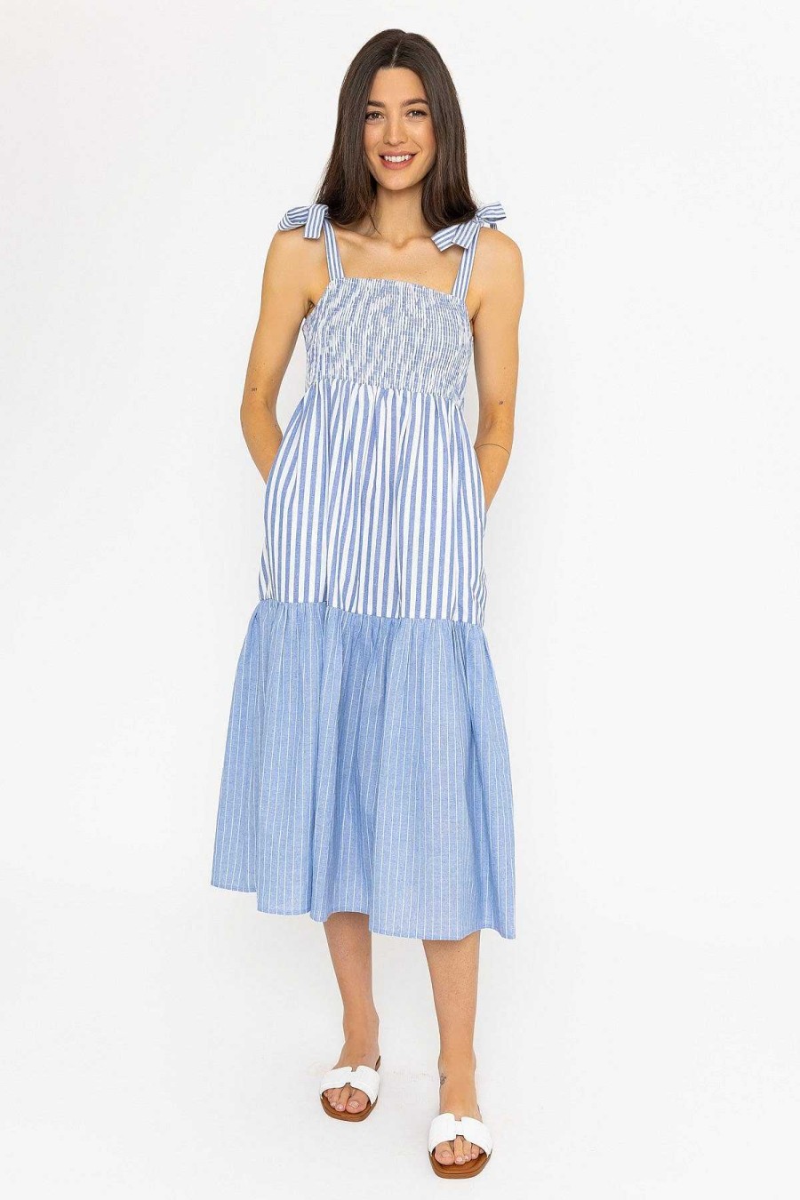 Dresses & Jumpsuits | Rowen Avenue Blue Stripe Midi Dress