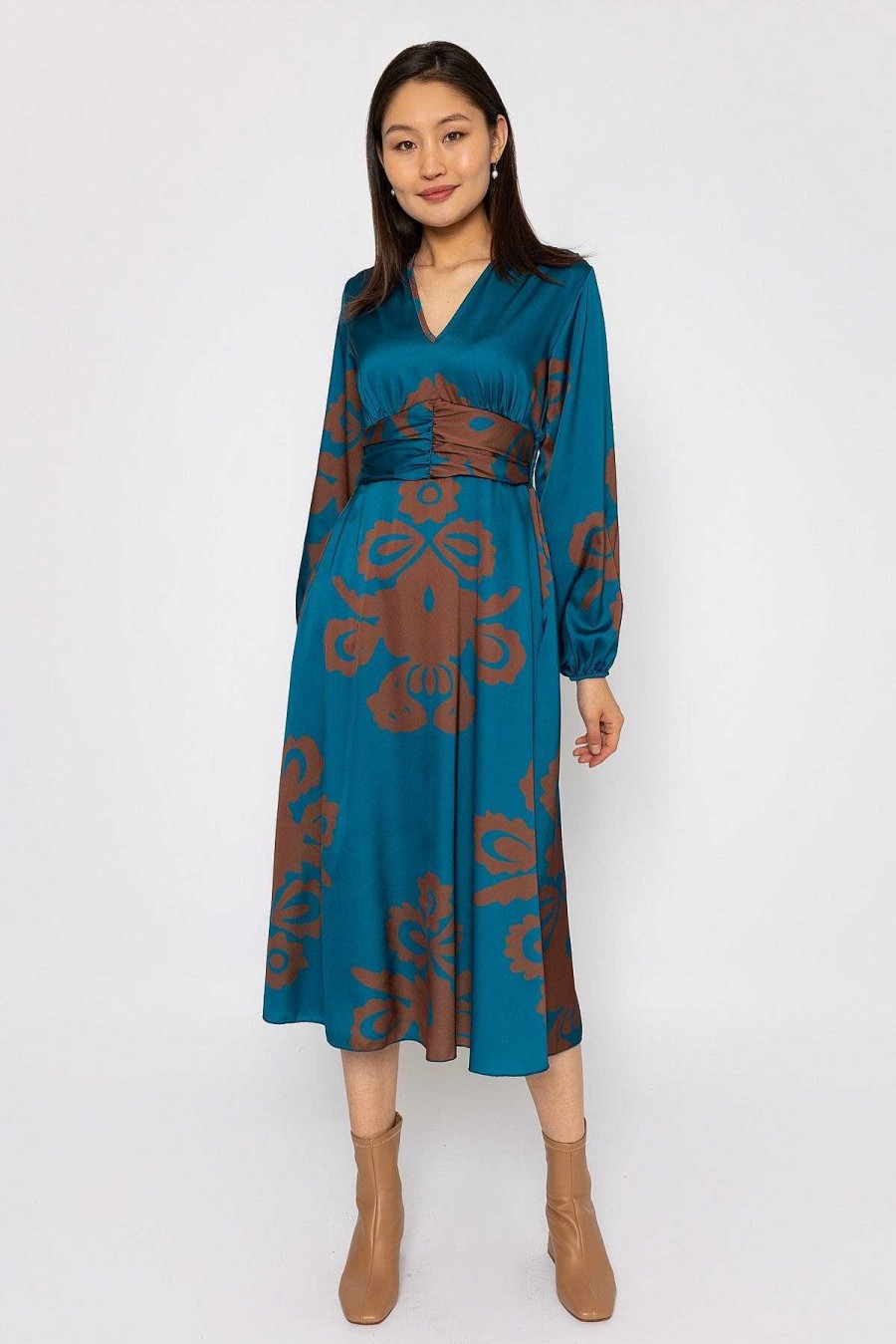 Dresses & Jumpsuits | Pala D'oro Alina Teal Print Midi Dress