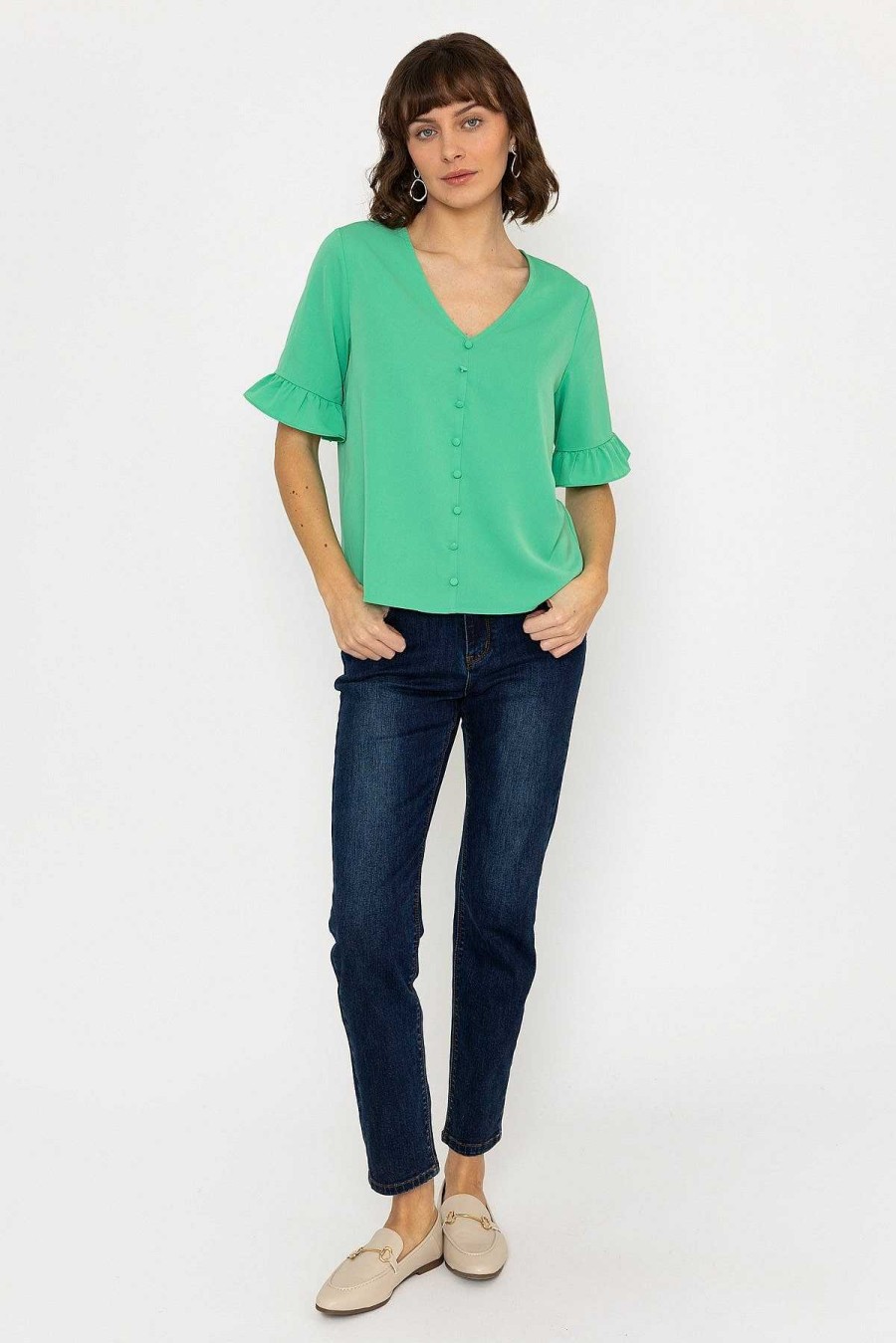 Tops & Blouses | Rowen Avenue Button Blouse In Green