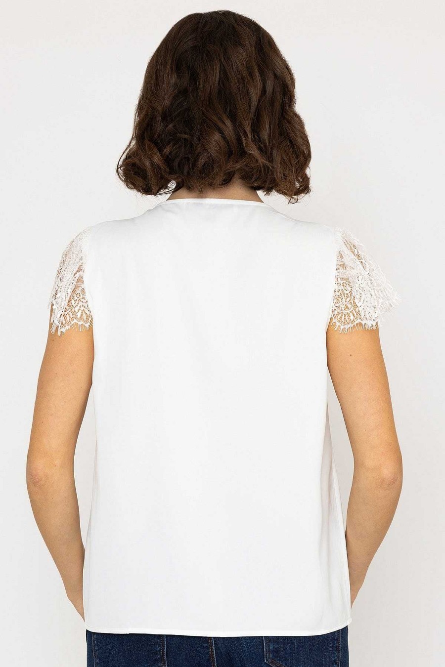 Tops & Blouses | Rowen Avenue Lace Cap Sleeve Top In Ivory