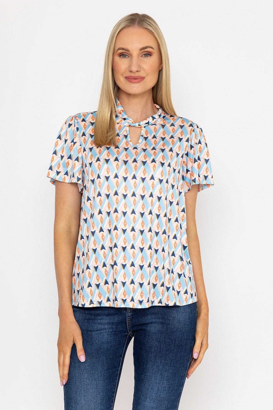 Tops & Blouses | J'aime la Vie Knot Neck Top In Blue Print