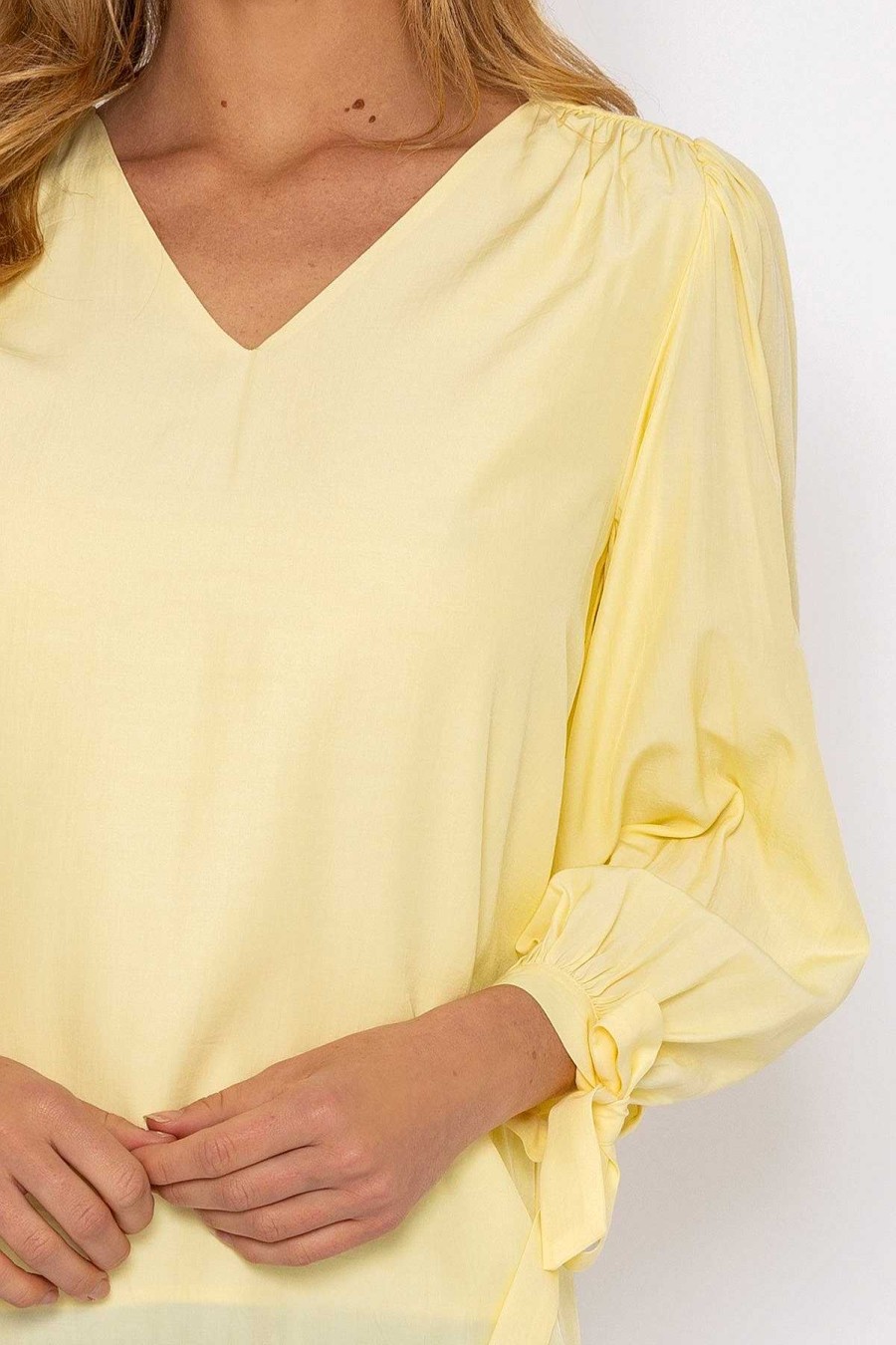 Tops & Blouses | Rowen Avenue Tie Sleeve Top In Lemon