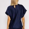 Tops & Blouses | Pala D'oro High Neck Sateen Top In Navy