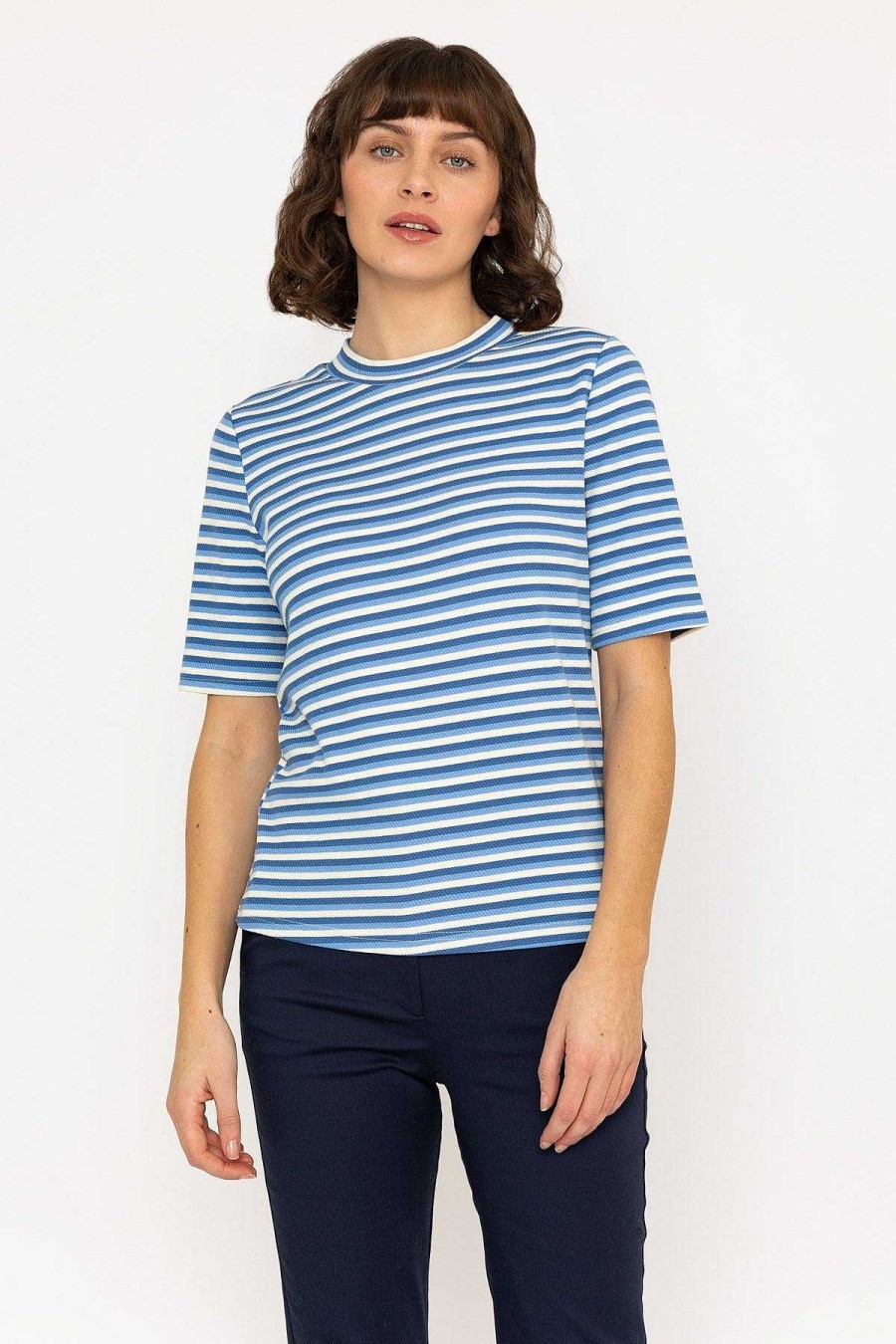 Tops & Blouses | Kelly & Grace Weekend Stripe Jersey Top In Blue