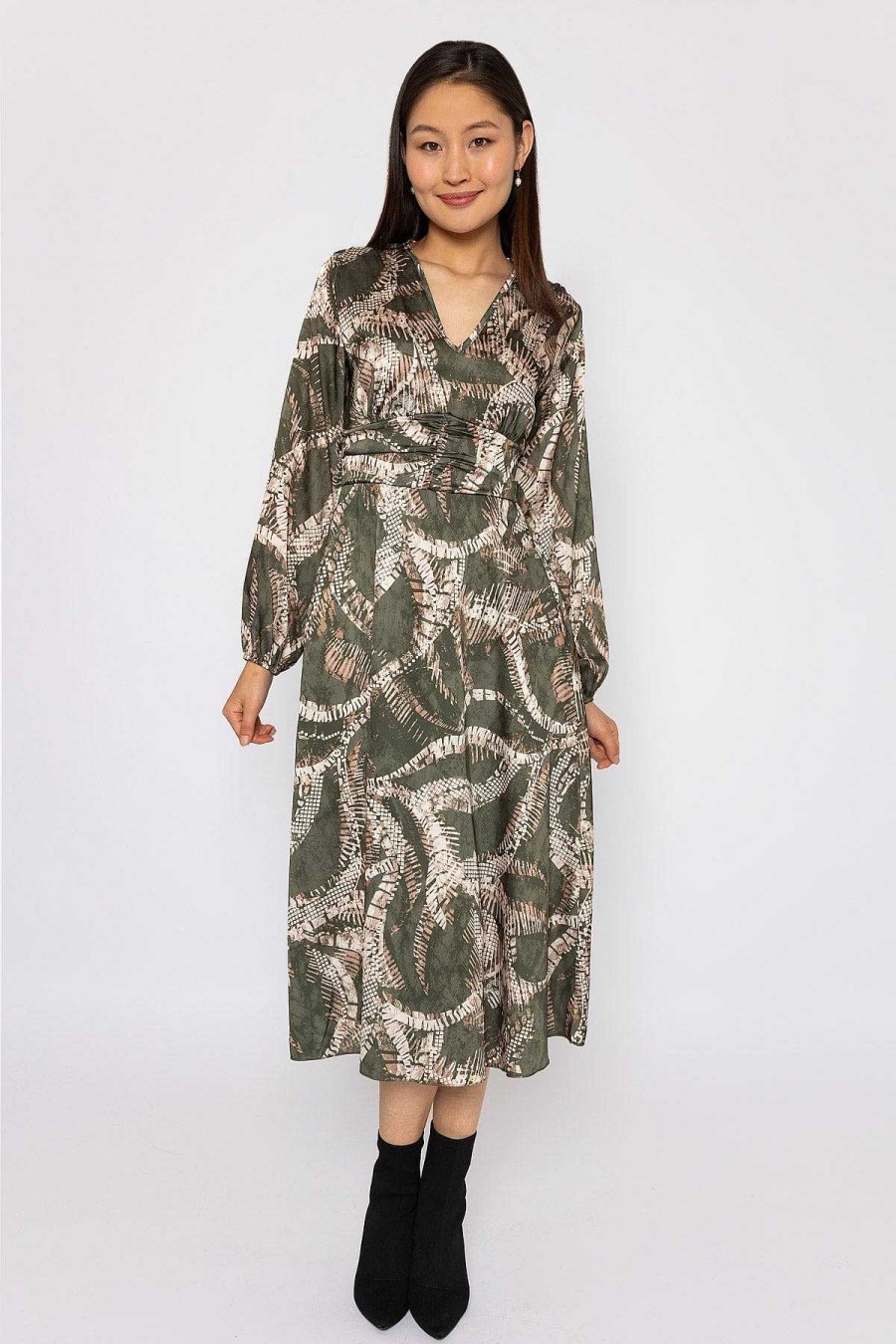 Dresses & Jumpsuits | Pala D'oro Alina Khaki Print Midi Dress