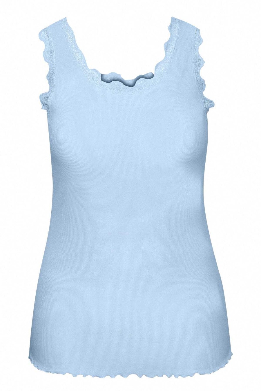 Tops & Blouses | Simple Wish Sleeveless Lace Trim Blue Top