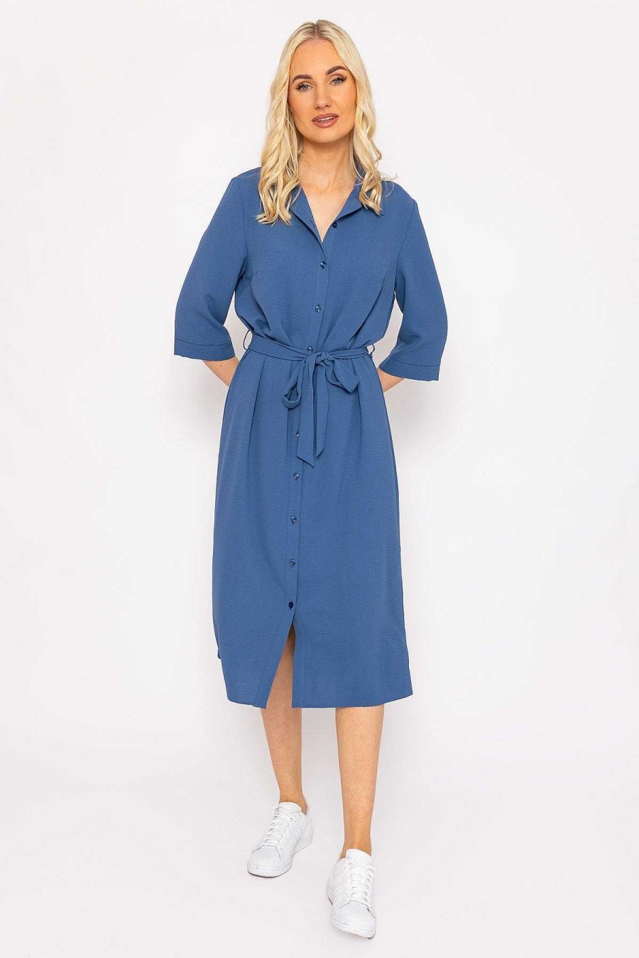 Dresses & Jumpsuits | Rowen Avenue Blue Belted Shirt Dress