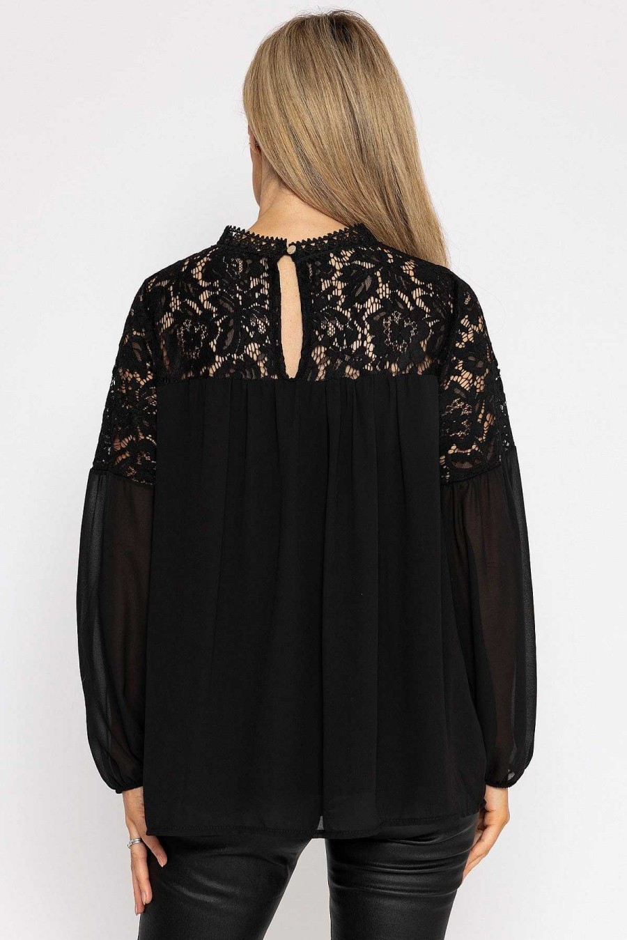 Tops & Blouses | Pala D'oro Lace Sleeve Blouse In Black