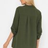 Tops & Blouses | Pala D'oro Collarless Shirt In Khaki