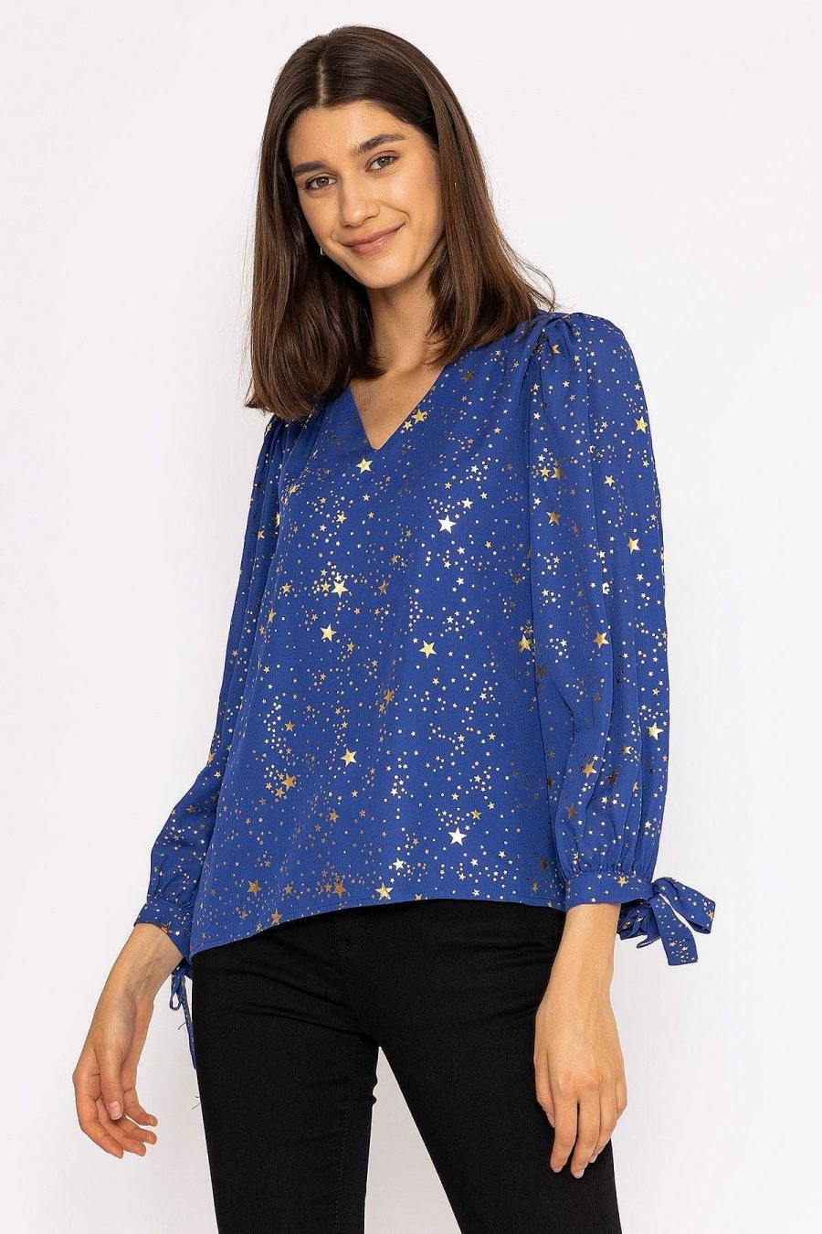 Tops & Blouses | Rowen Avenue Star Print Blouse In Blue