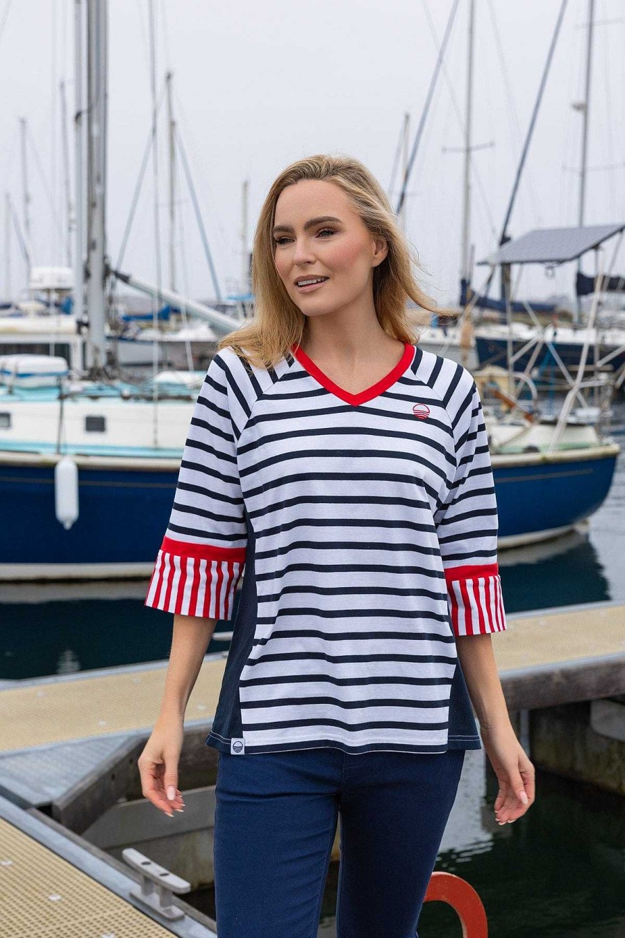 Tops & Blouses | West Quay Striped Contrast Top In Navy