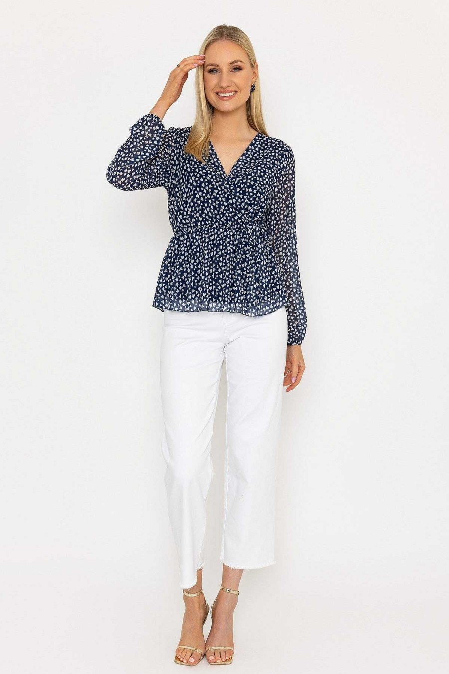 Tops & Blouses | Pala D'oro Navy Peplum Top