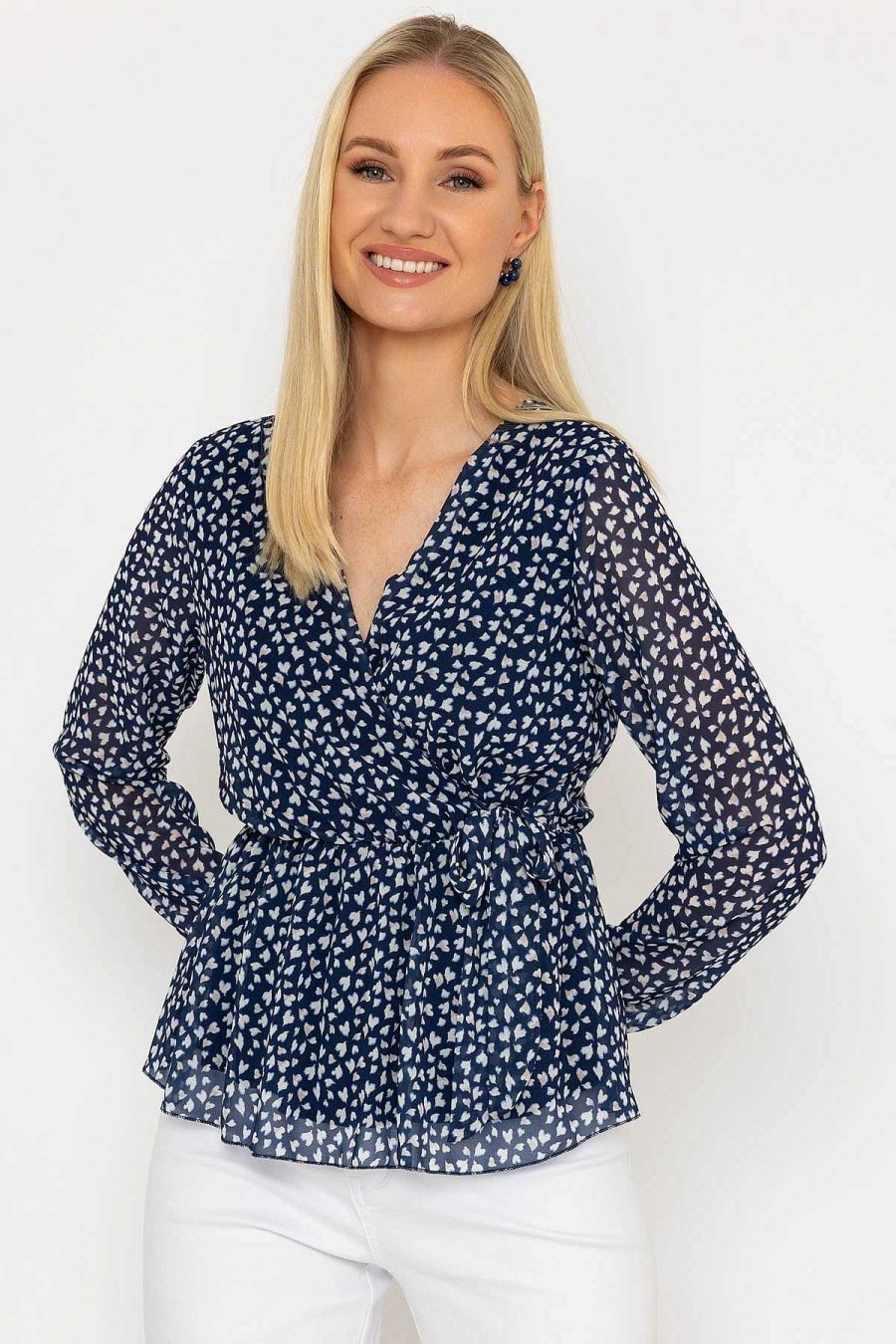 Tops & Blouses | Pala D'oro Navy Peplum Top