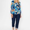 Tops & Blouses | Pala D'oro Navy Printed Long Sleeve Blouse