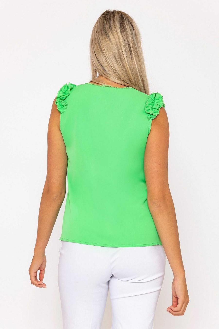 Tops & Blouses | Rowen Avenue Green Sleeveless Ruffle Top