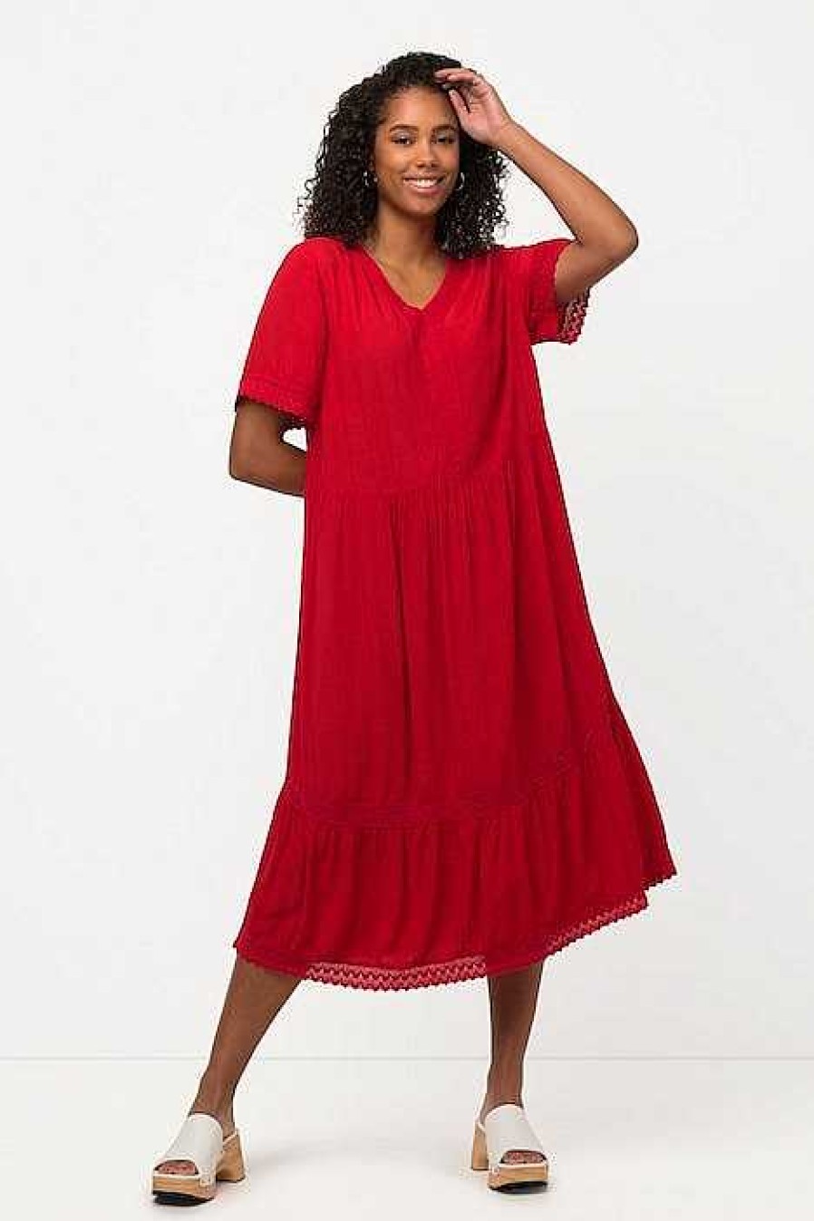 Dresses & Jumpsuits | Ulla Popken Tunic Midi Dress In Red