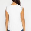 Tops & Blouses | Pala D'oro Cap Sleeve Lace Trim Pleated Top In Ecru