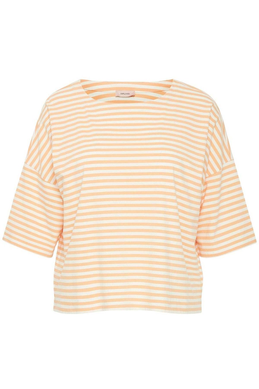 Tops & Blouses | Simple Wish Striped Cotton T-Shirt In Orange