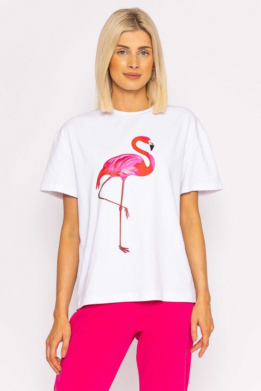 Tops & Blouses | Pala D'oro Flamingo Printed T-Shirt In White