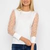 Tops & Blouses | Pala D'oro Mesh Long Sleeve Top In Ecru