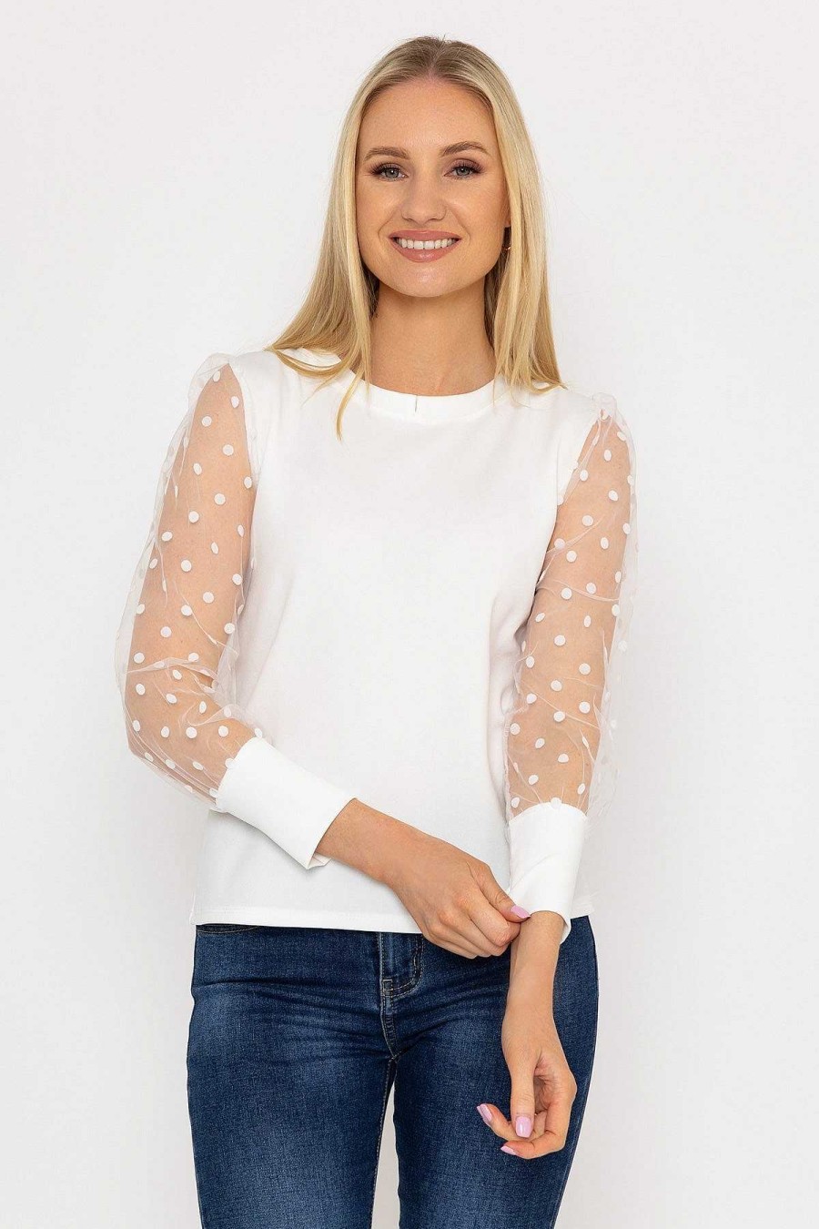 Tops & Blouses | Pala D'oro Mesh Long Sleeve Top In Ecru