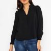 Tops & Blouses | Pala D'oro Long Sleeve Collarless Top In Black