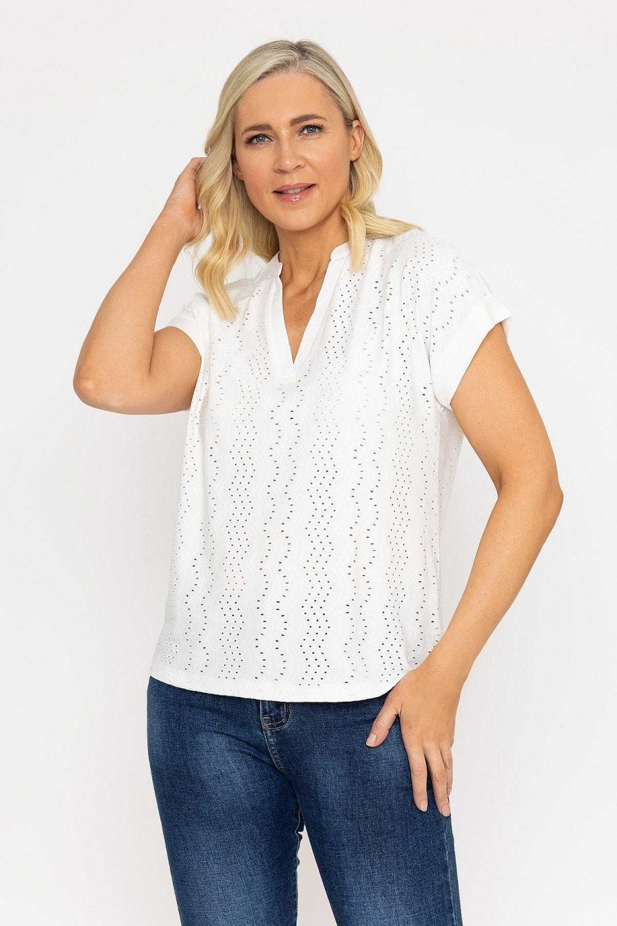 Tops & Blouses | Voulez Vous White Jersey Top With Contrast Fabric