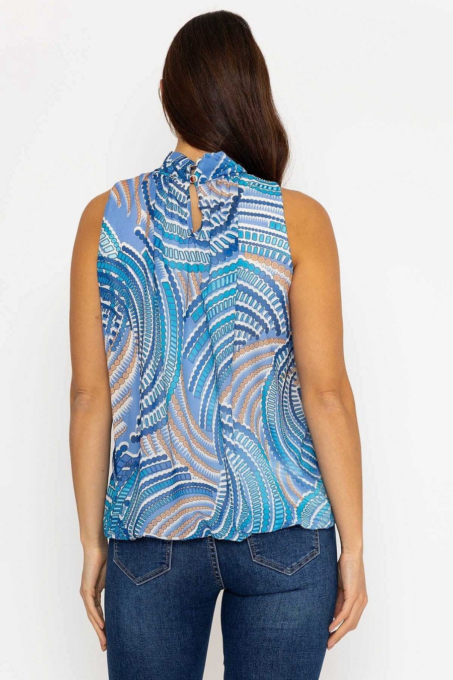 Tops & Blouses | Pala D'oro Sleeveless Halter Top In Blue Print