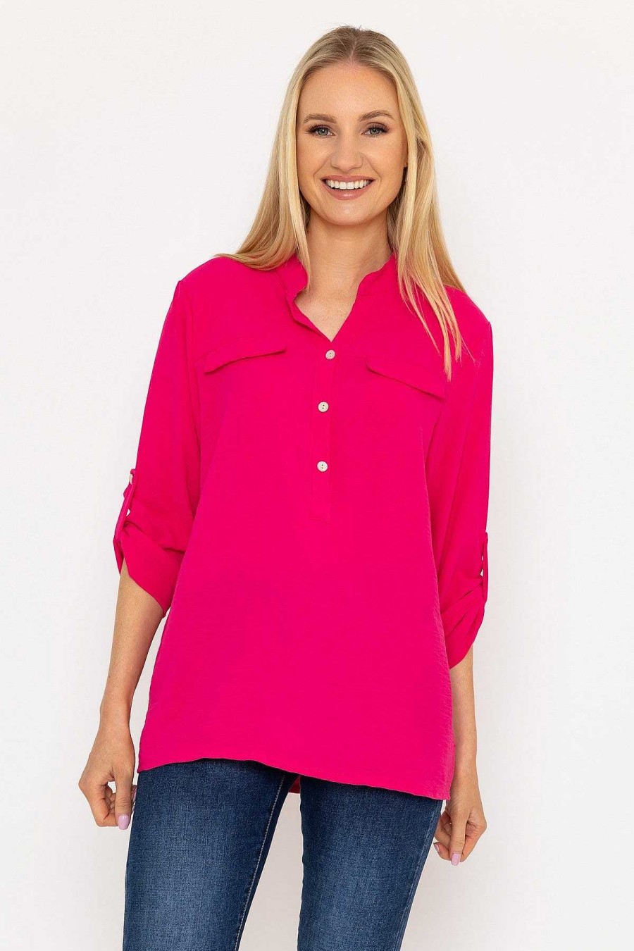 Tops & Blouses | Pala D'oro Collarless Shirt In Pink