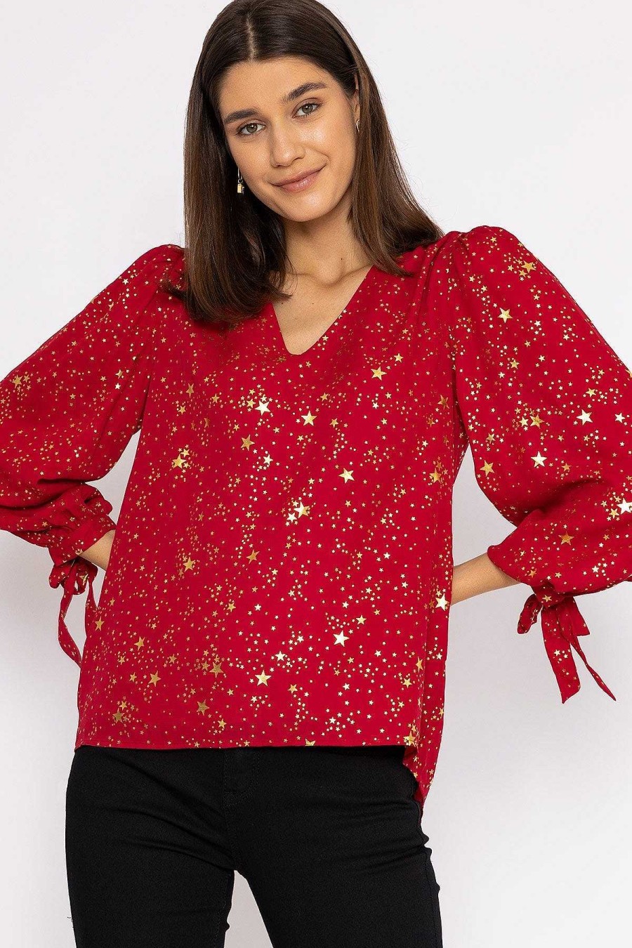 Tops & Blouses | Rowen Avenue Star Print Blouse In Red