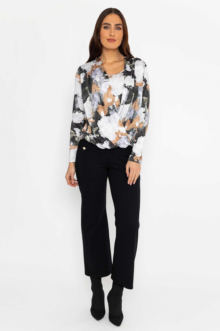 Tops & Blouses | Pala D'oro Cross Over Top In Brown Print