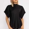 Tops & Blouses | Pala D'oro High Neck Sateen Top In Black