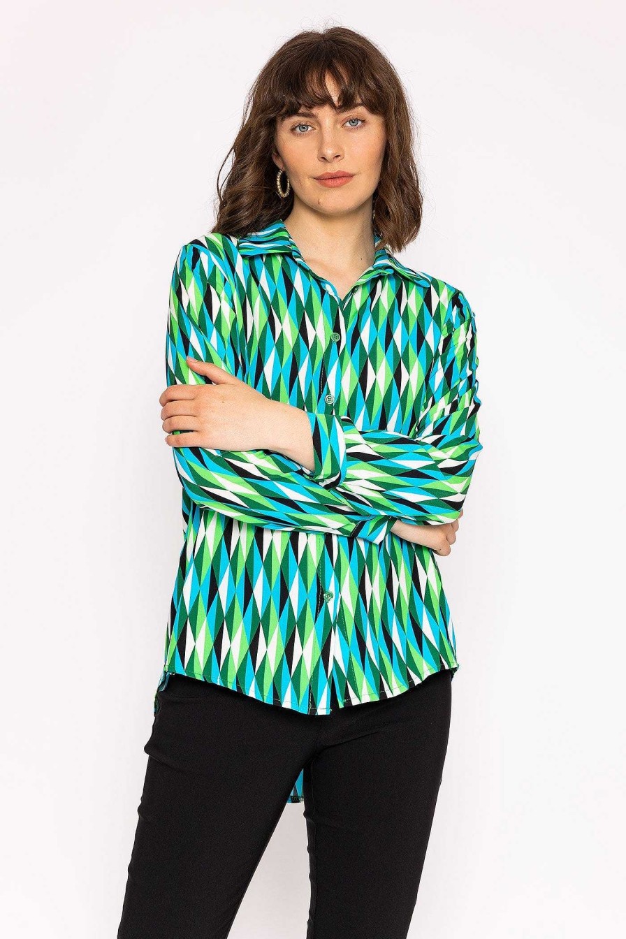 Tops & Blouses | Rowen Avenue Viscose Shirt In Green Print