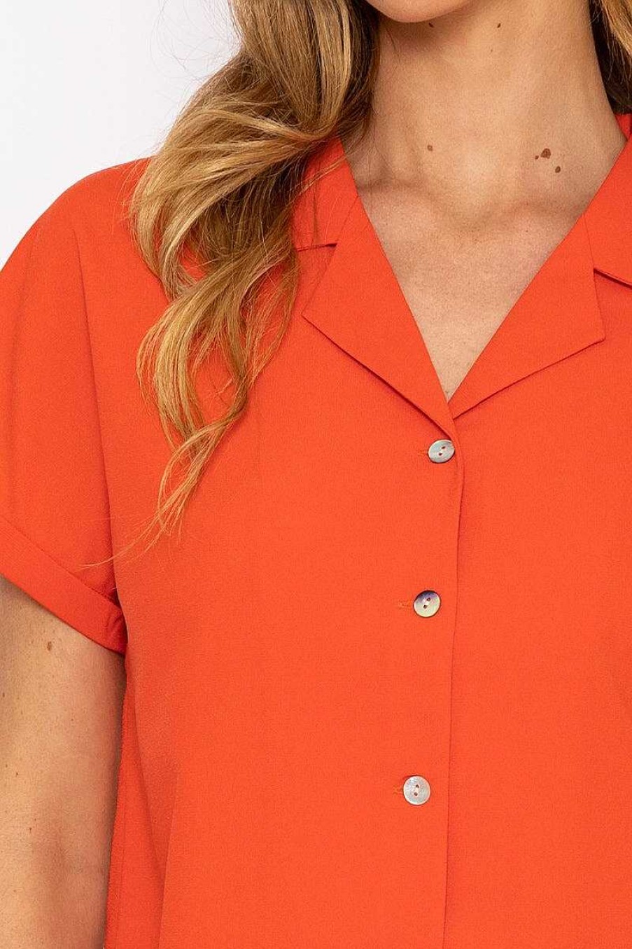 Tops & Blouses | Rowen Avenue Coral Camp Collar Shirt