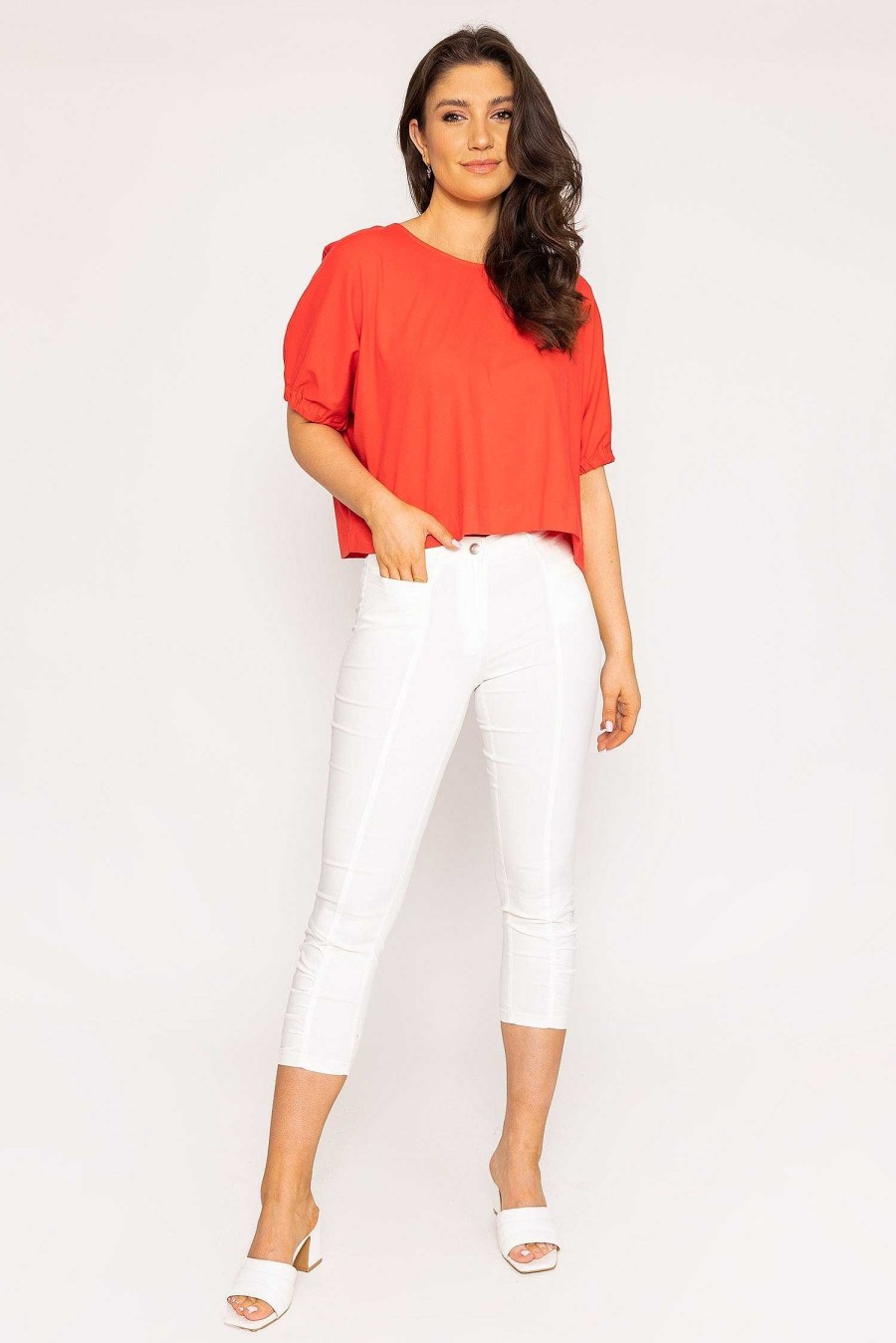 Tops & Blouses | Peruzzi Gathered Cuff Top In Mandarin