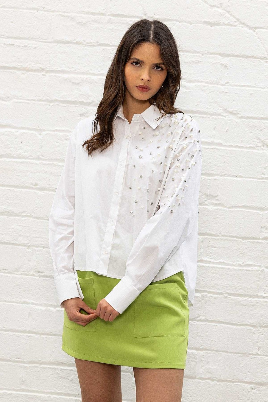 Tops & Blouses | Pala D'oro Sport White Embellished Shirt