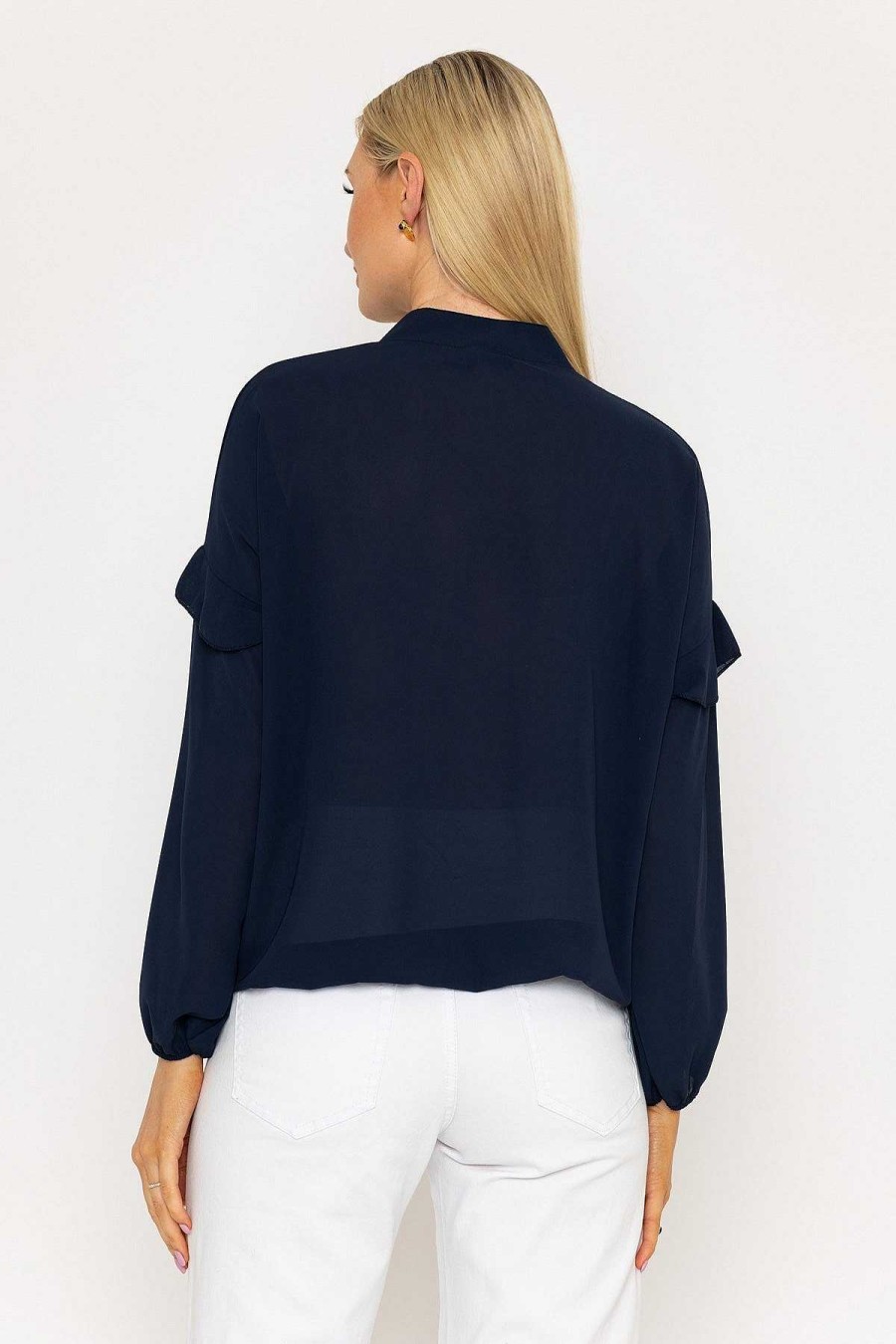 Tops & Blouses | Pala D'oro Lace Up Blouse In Navy