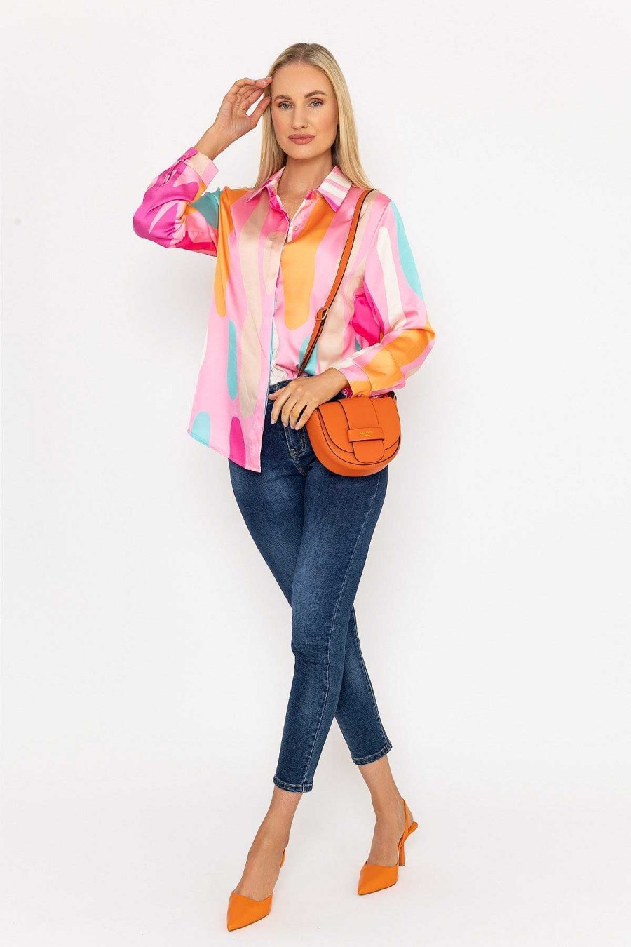 Tops & Blouses | Pala D'oro Sateen Print Shirt In Pink Print