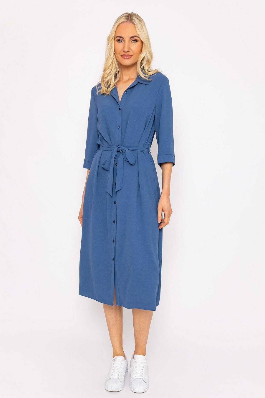 Dresses & Jumpsuits | Rowen Avenue Blue Belted Shirt Dress