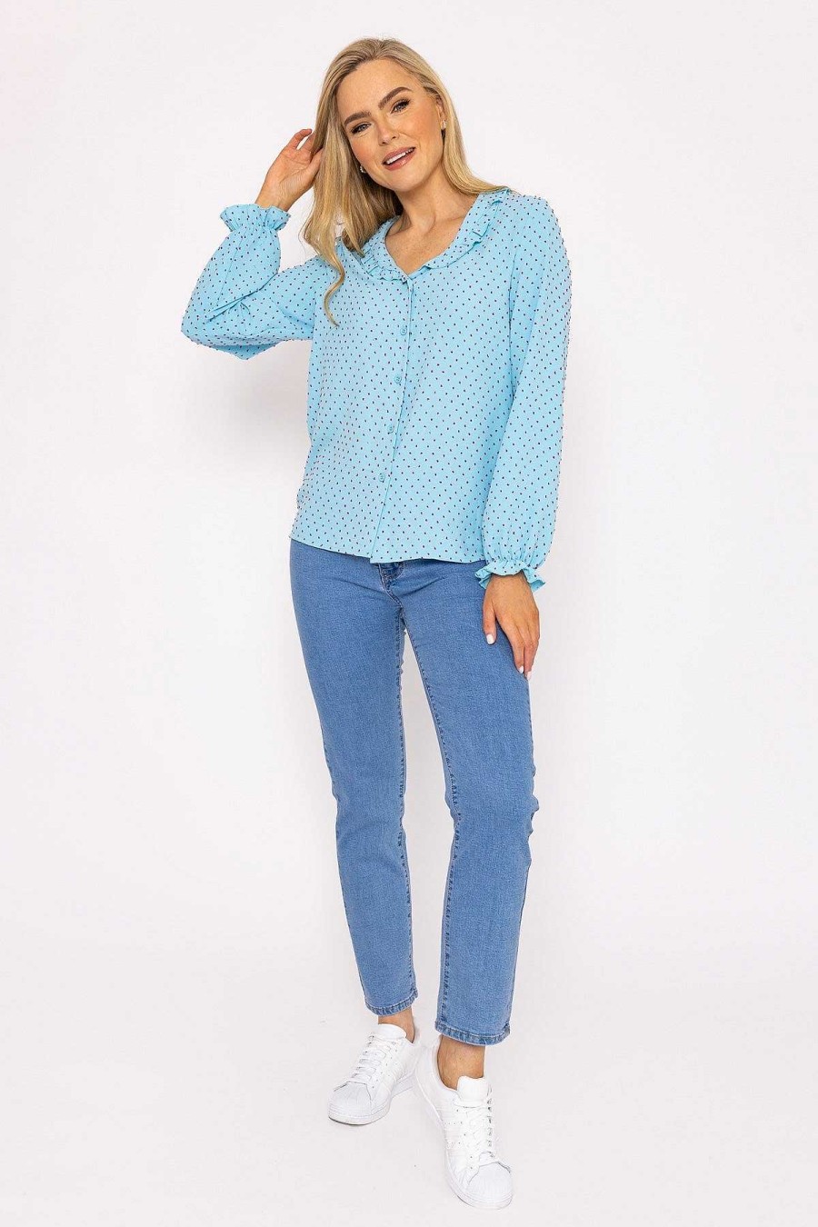 Tops & Blouses | Rowen Avenue Blue Dobby Jacquard Blouse