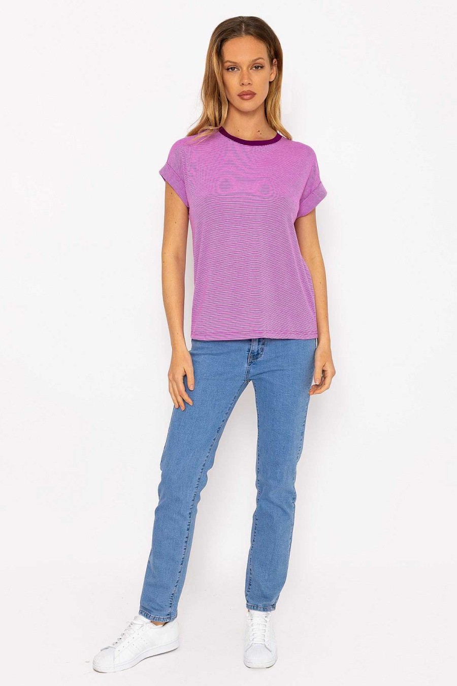 Tops & Blouses | Kelly & Grace Weekend Stripe Tee In Purple