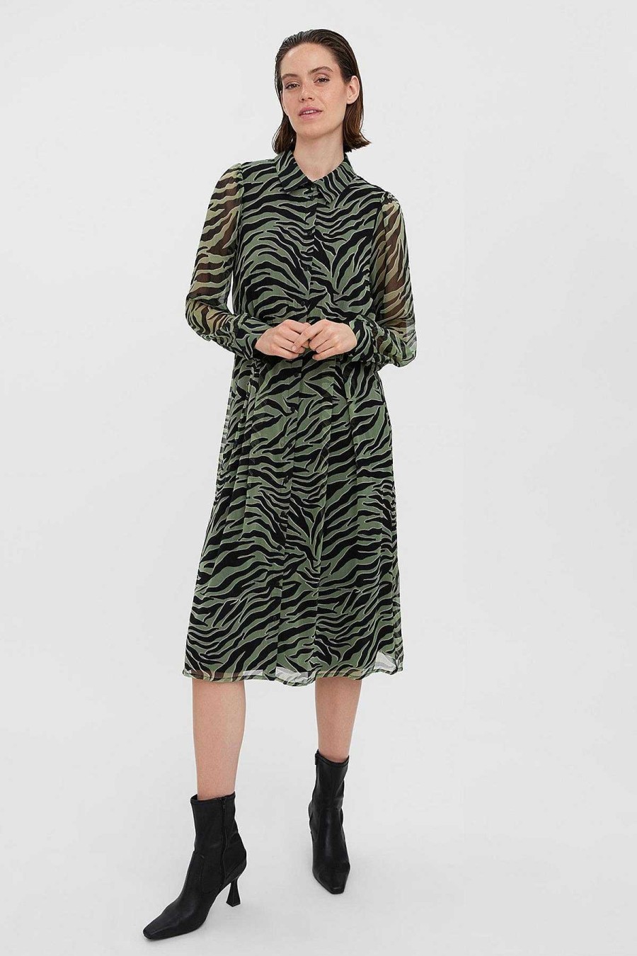 Dresses & Jumpsuits | Vero Moda Kaya Shirt Dress In Green Print