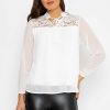 Tops & Blouses | Pala D'oro Lace Insert Blouse In Ecru