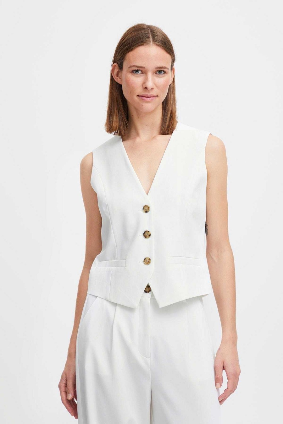 Tops & Blouses | B.Young Bydeceri White Waistcoat